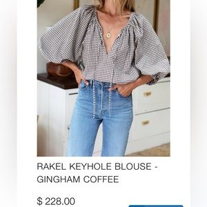 EMERSON FRY - RAKEL KEYHOLE BLOUSE - GINGHAM COFFEE (sold out online!!!)